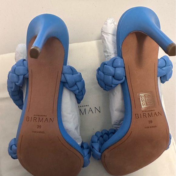 ALEXANDRE BIRMAN Francis Braided Leather Mules Aquarius Blue Size 9 - Picture 8 of 15